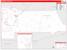 San Miguel County, NM Digital Map Red Line Style